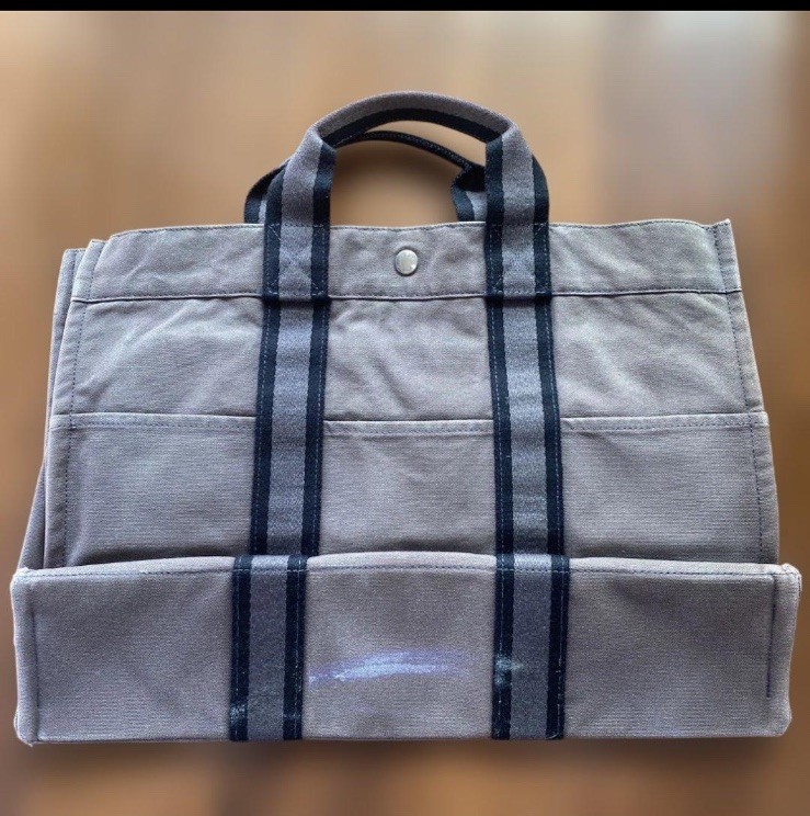 Hermes Vintage Fourre Tout MM TOTE Bag.canvas gray from JAPAN.