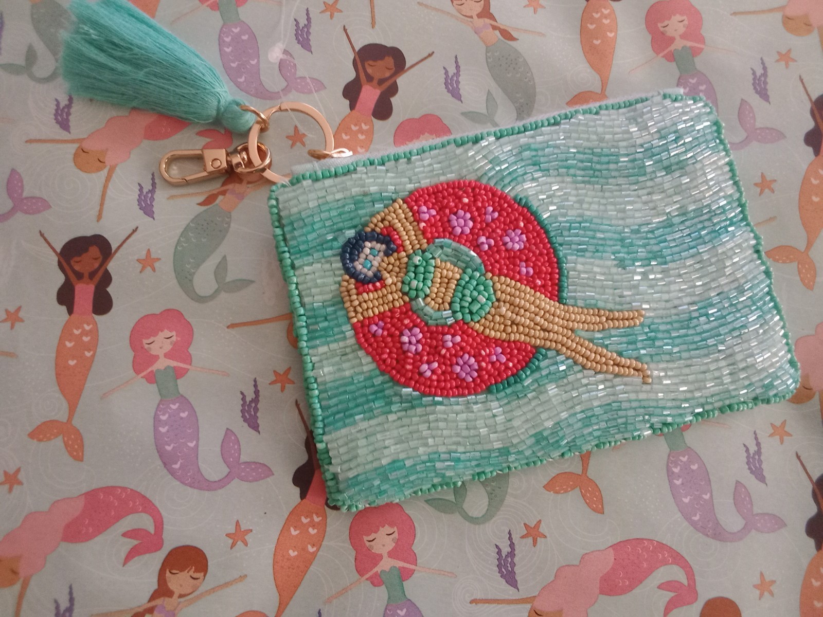 Beaded Coin Purse with Tassel & Key Chain by On 34th. New!