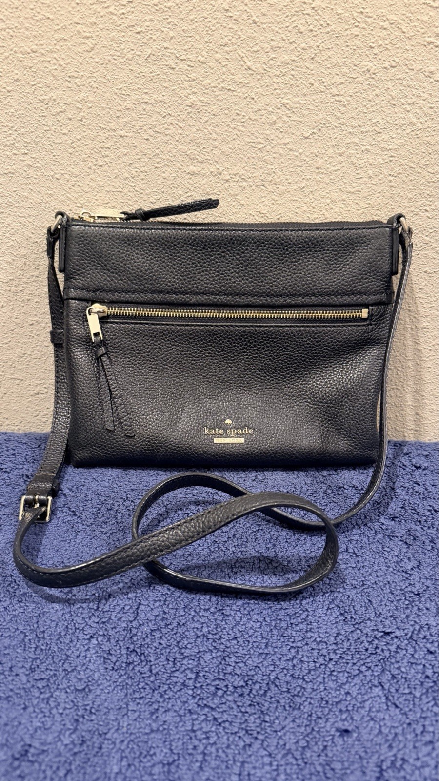Kate Spade New York Jackson Street Gabriele Black Pebbled Leather Crossbody Bag