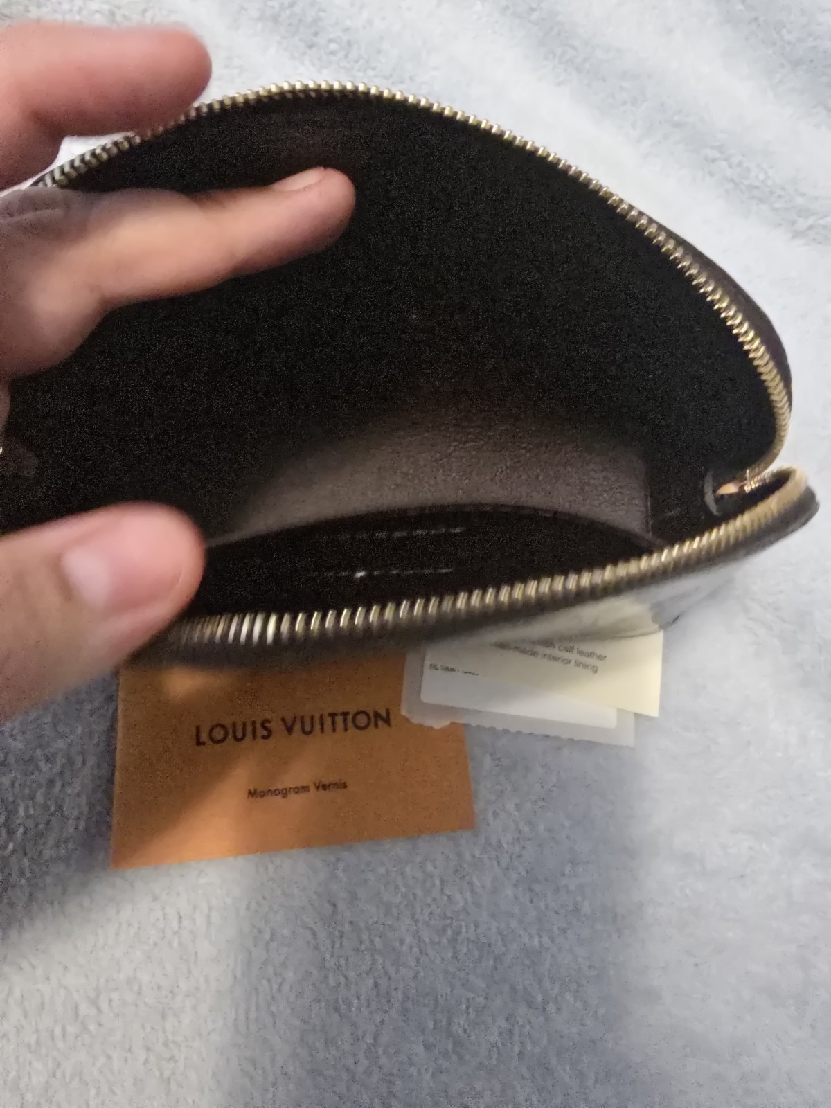 Louis Vuitton Pochette Cosmetic Pouch Amarante Leather Monogram Vernis