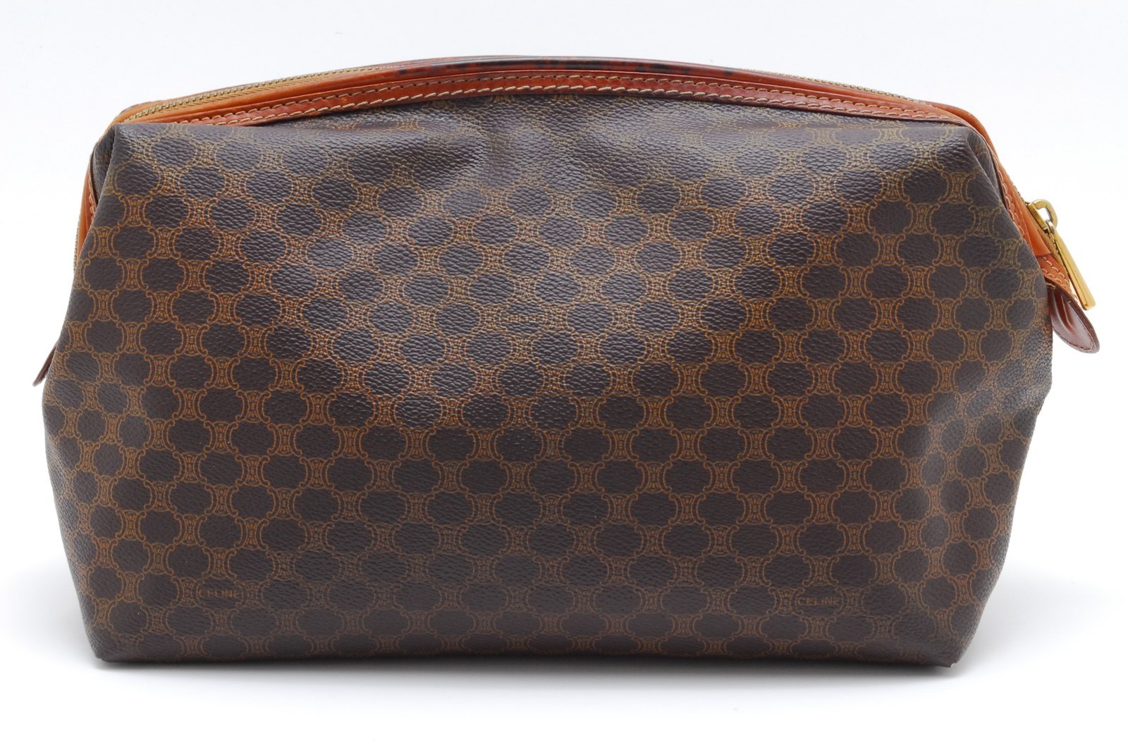 CELINE Pouch Clutch Hand bag Purse Macadam Brown PVC Leather