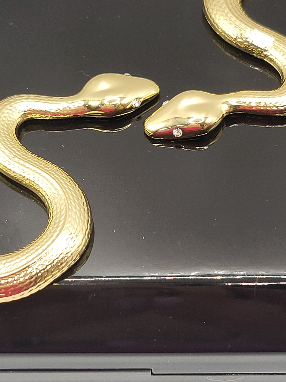 Kilian Paris Snake Clutch Case Bag Black Lacquered Enameled Swarovski Eyes