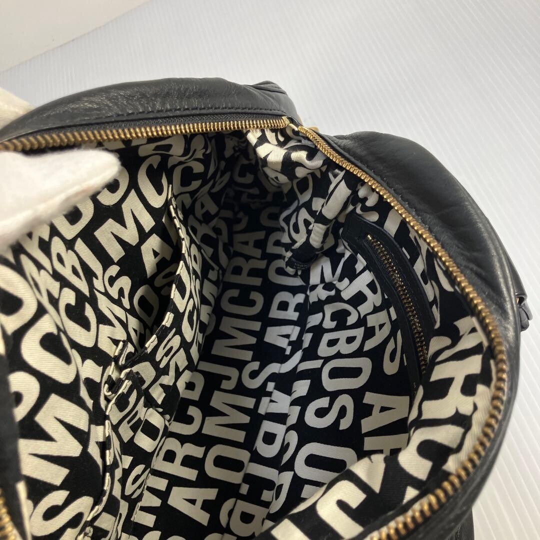 Marc by Marc Jacobs Black Leather Tote Bag Gold Turn Lock Zip Vintage Women