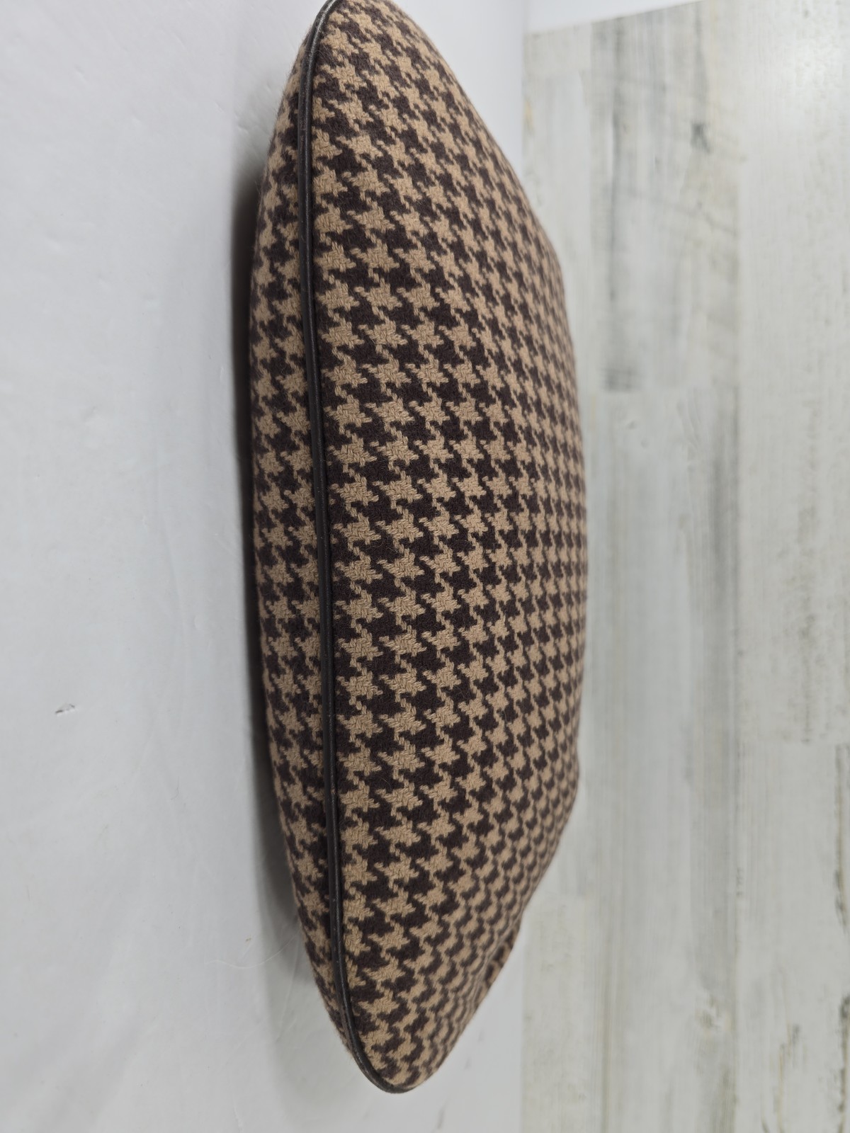 Lauren Ralph Lauren Brown Houndstooth Shoulder Bag Wool Blend Made in Korea Y2K.