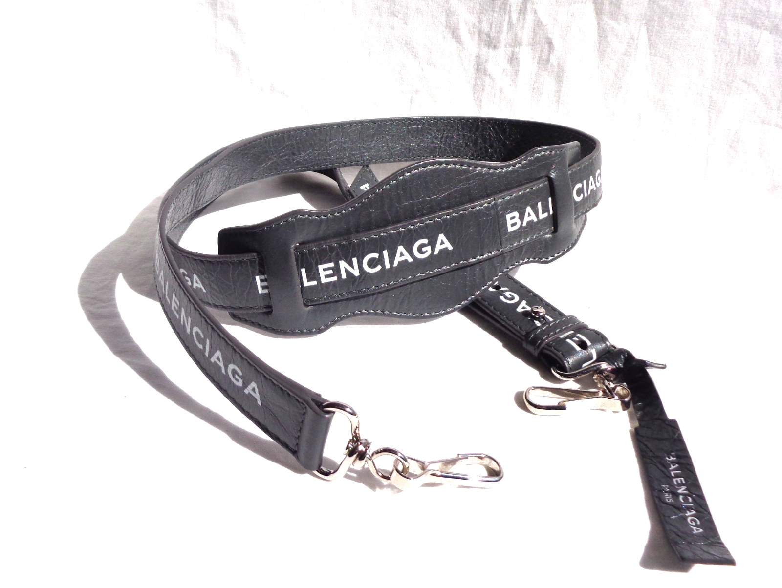 BALENCIAGA Shoulder Strap Gray x White Logos Great Condition! Shoulder Bag Belt