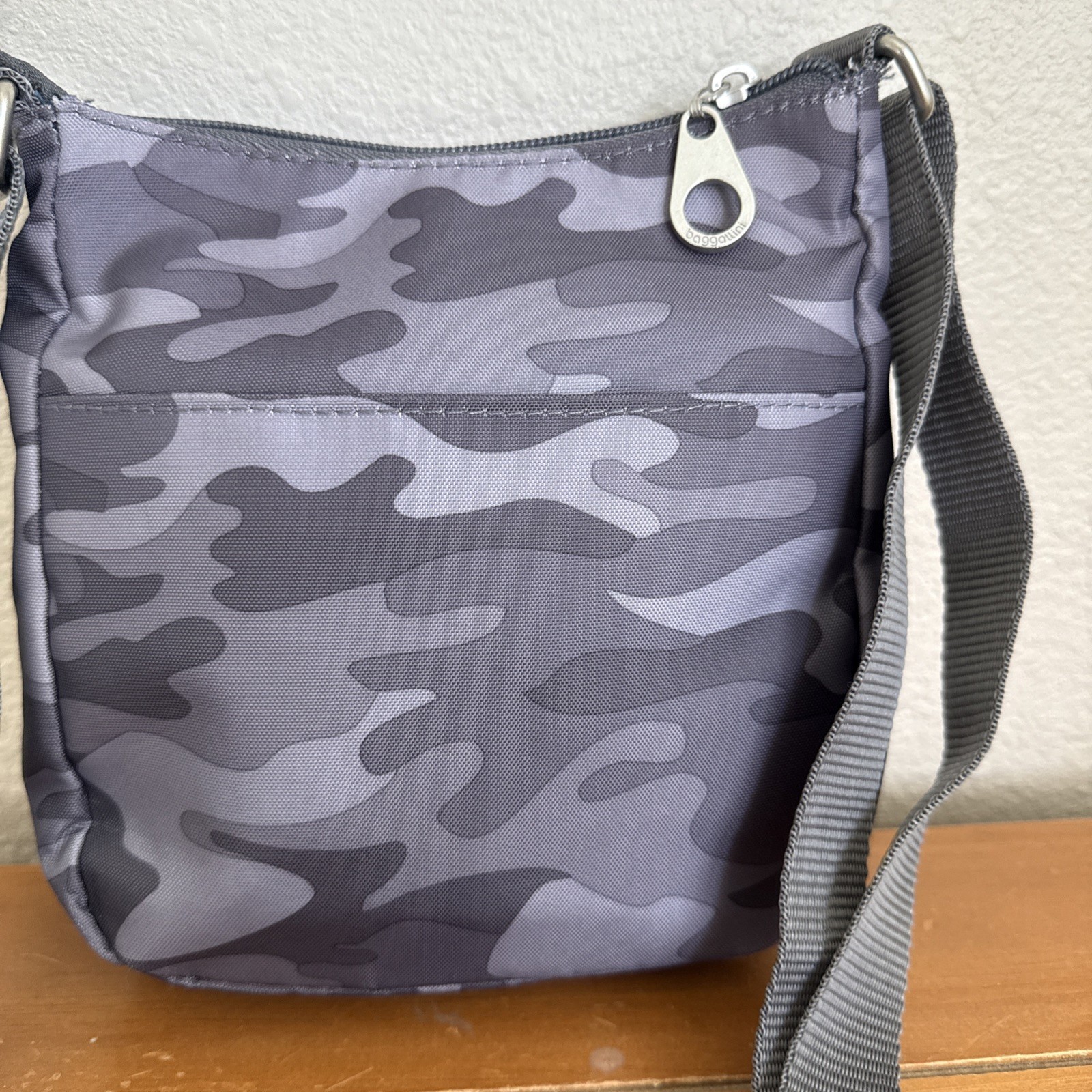 Baggallini Joey Bagg Dark Grey Camo Lightweight Water-Resistant Nylon Crossbody
