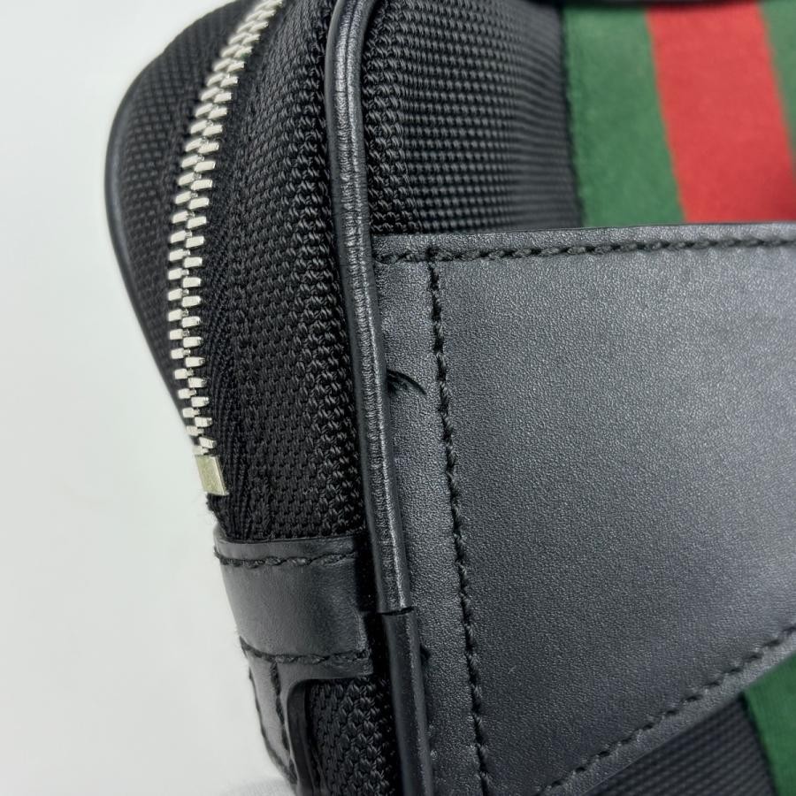 Gucci Sherley Line Web Canvas Black Waist Bag 630919 #BS2350