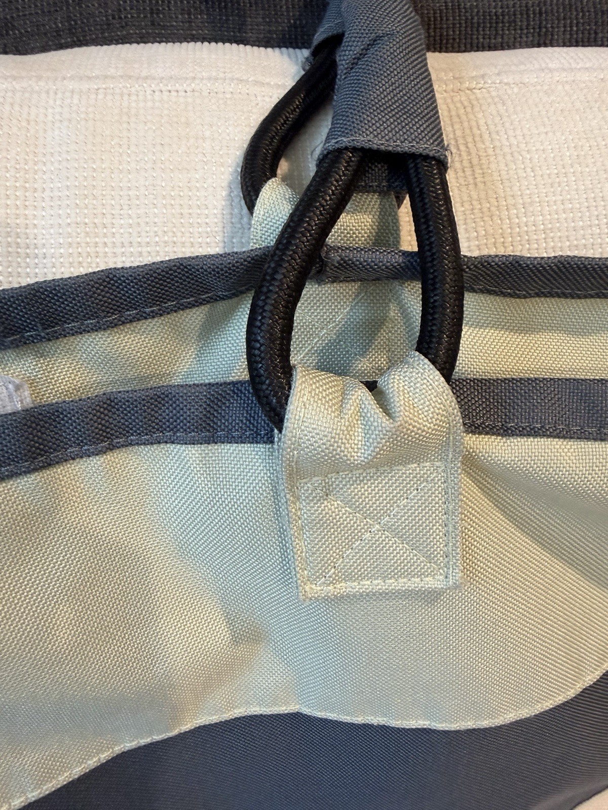 AMANYARA Women’s Colorblock Tote Bag Blue/Beige Double Handles Inner Pockets