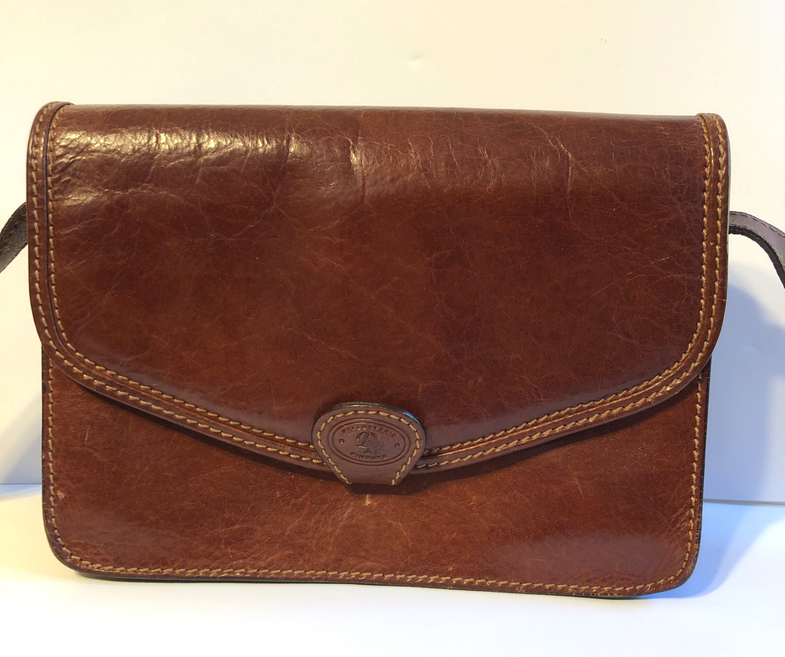 Pelletterie Firenze Leather Cross Body Bag, 10.5″ x 7.75″ x 5″, made in Italy