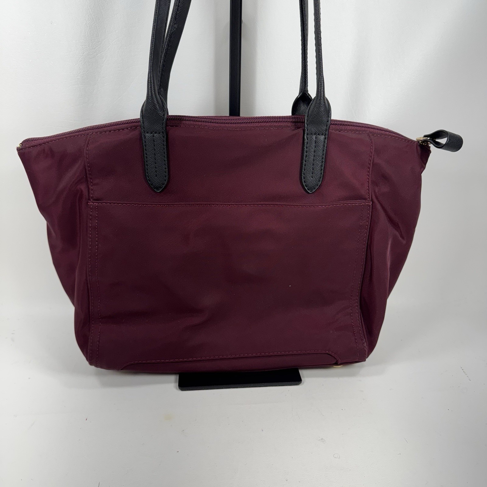 Michael Kors Maroon Nylon Kelsey Tote Bag Gold Hardware Zip Top Shoulder Bag
