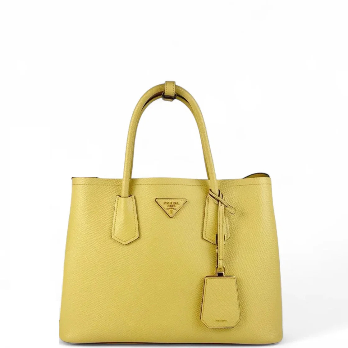 Prada Large Double Bag Yellow Saffiano Calfskin (am071426a9r)