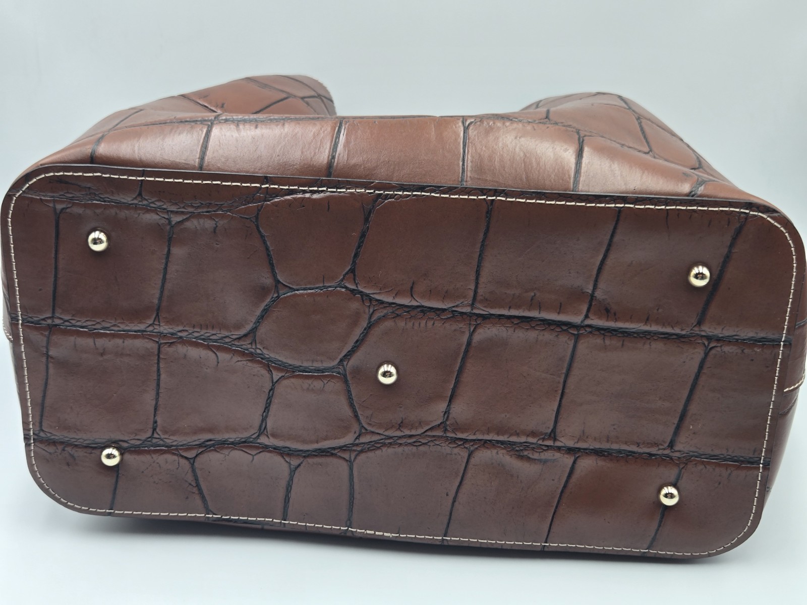 Dooney Bourke Oakdale Crocodile Embossed Brenna Bag Set Of 3 Brown NWOT