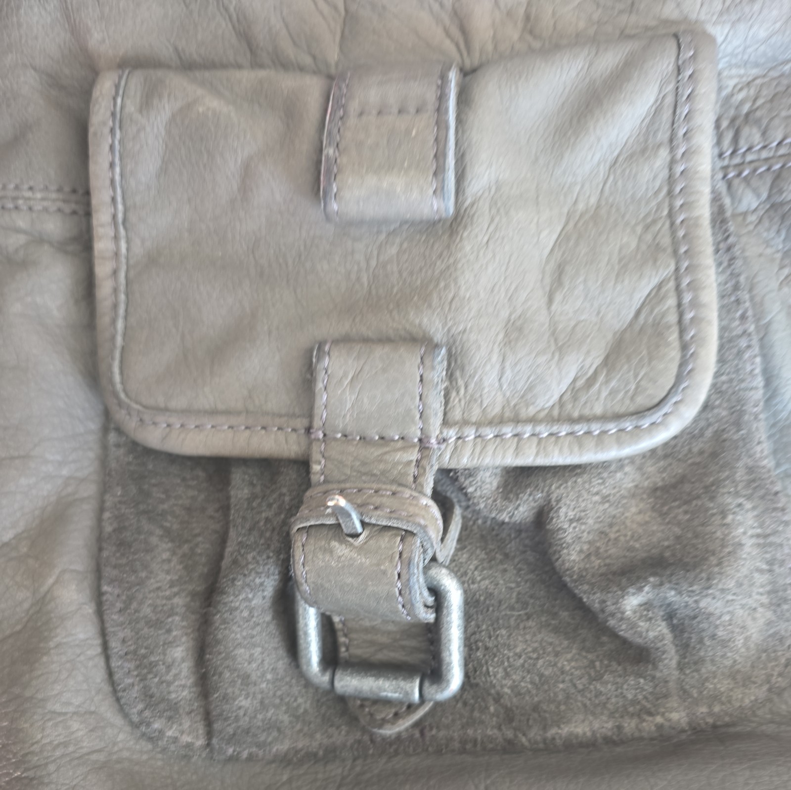 Liebeskind Berlin Birch Brown Large Crescent Shoulder Bag Zip Buckle Pockets