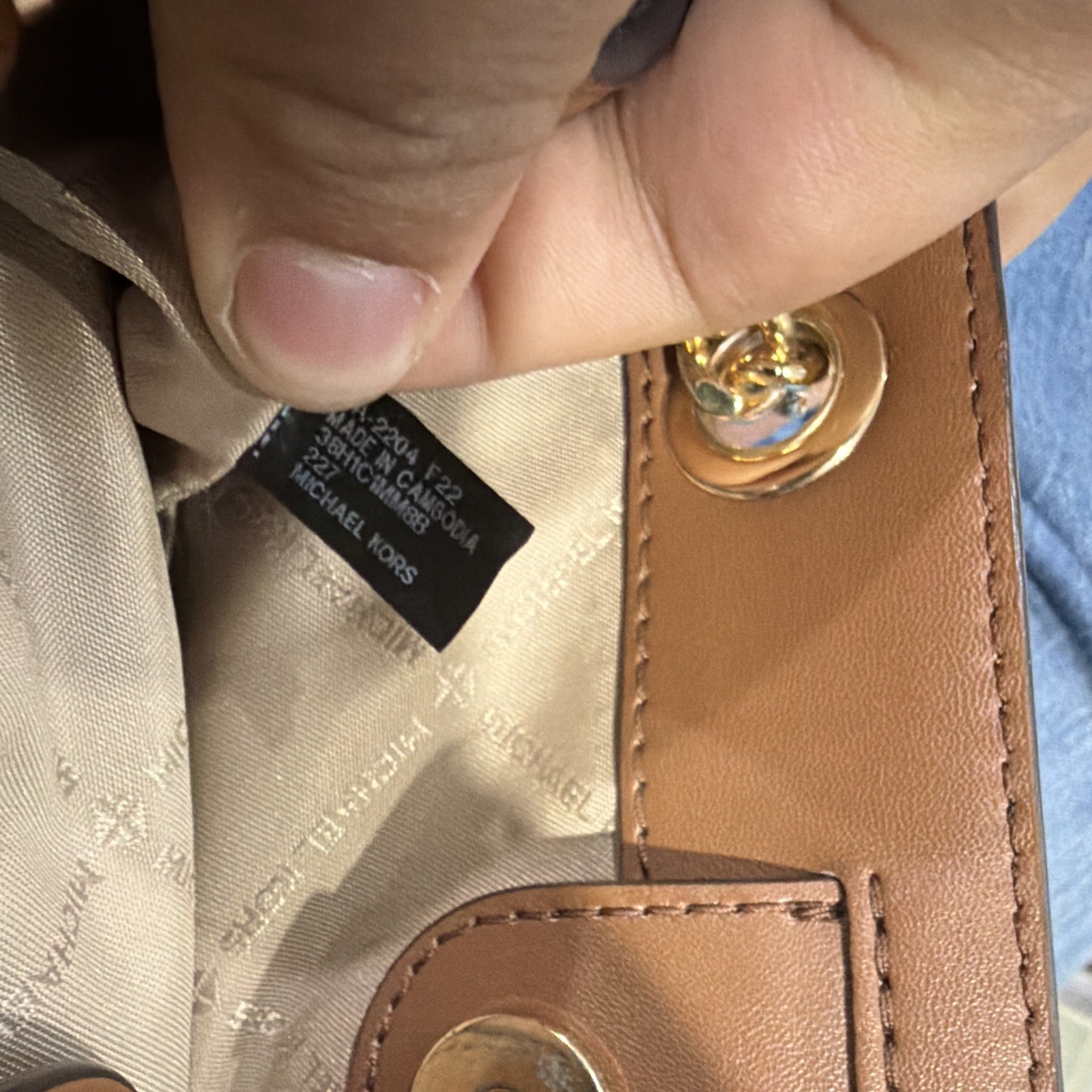 Michael Kors Brown Monogram Chain Shoulder Bag Snap Closure Detachable Strap