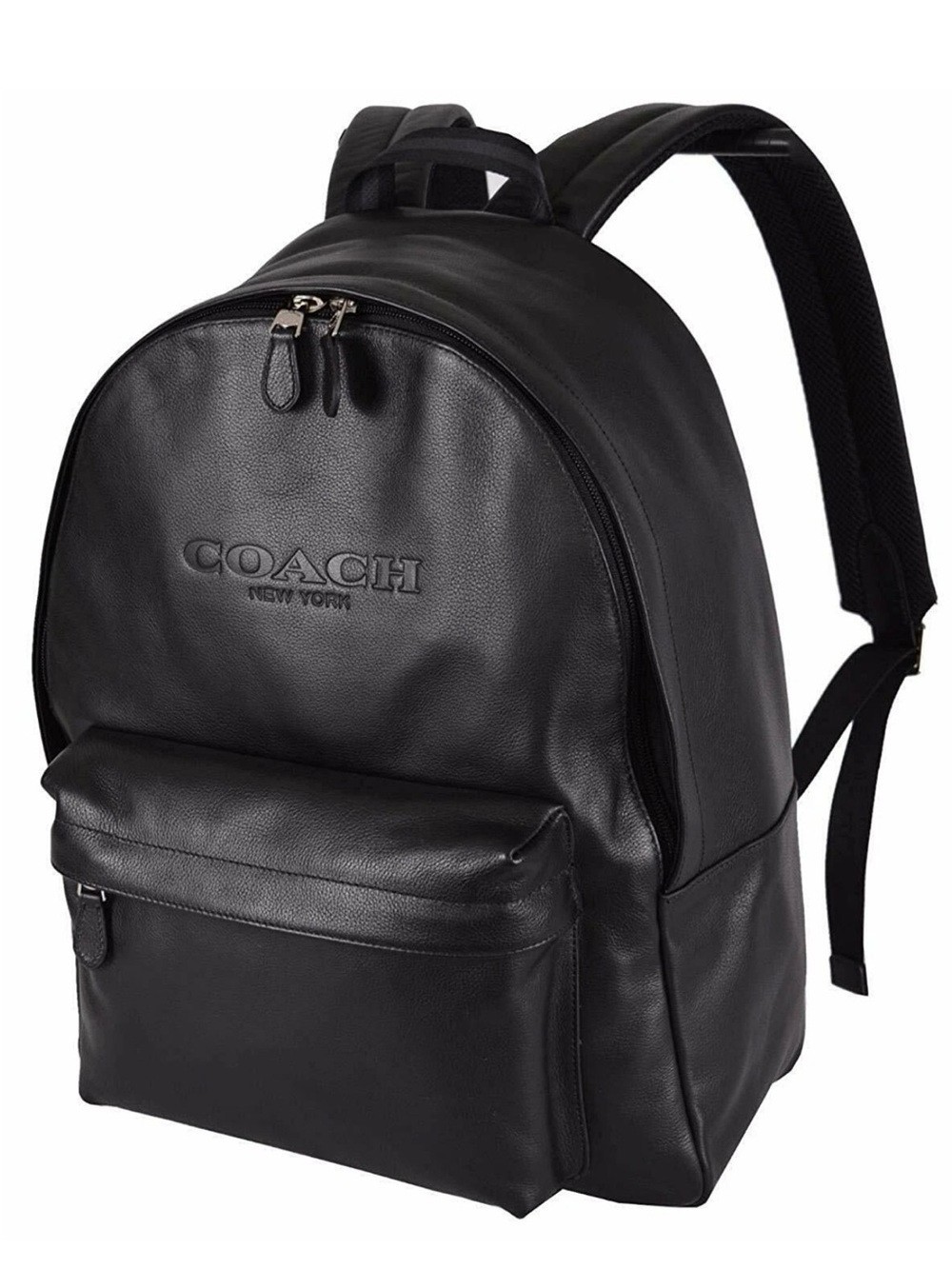 Coach Charles Backpack Black Leather Embossed Logo
