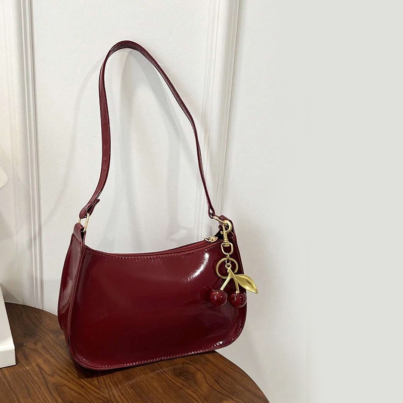 Women’s Cherry Charm Shoulder Bag PU Leather Crossbody Handbag Tote Purse Gift