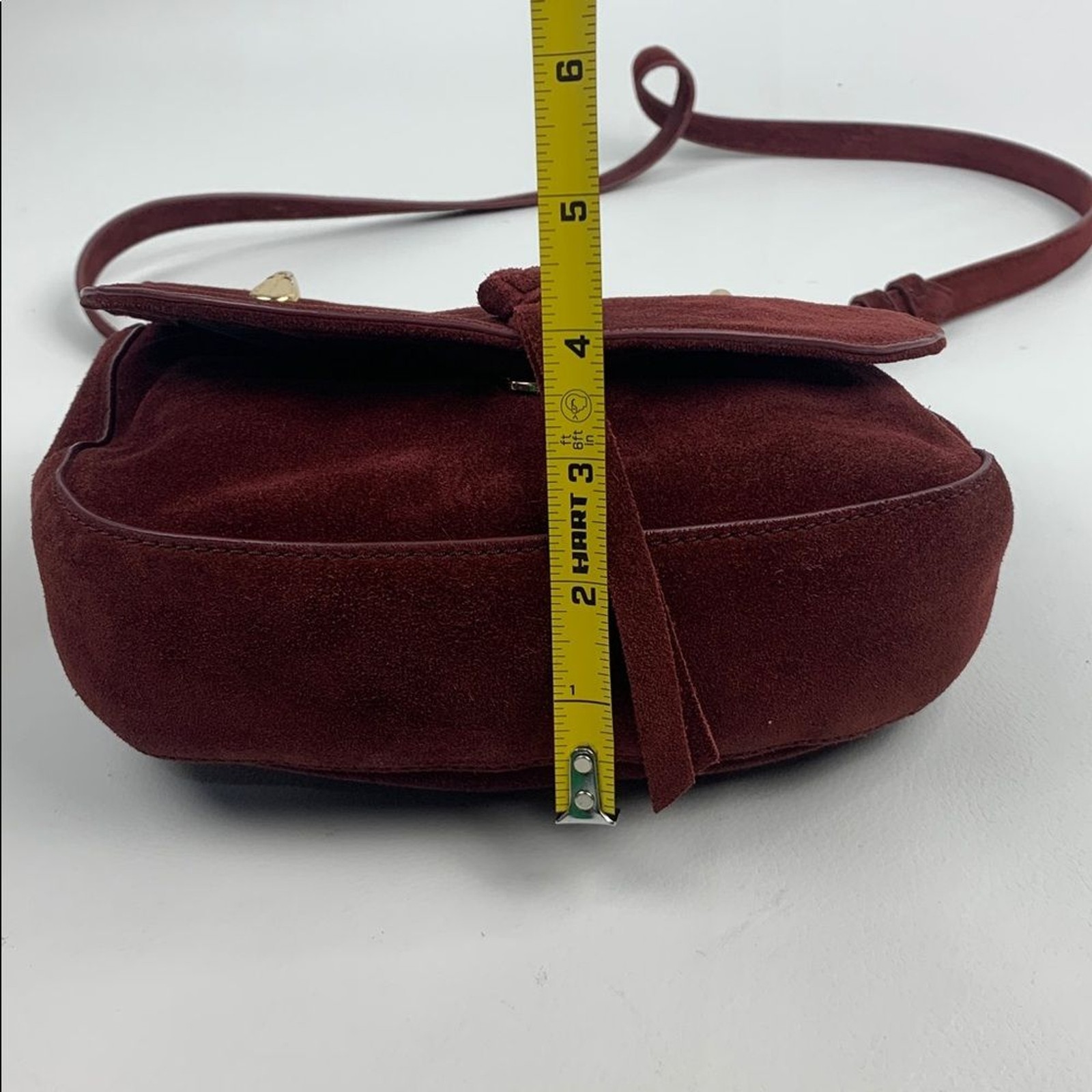 Elizabeth & James Leather Suede Crossbody Bag in Deep Burgundy Gold accent Lined