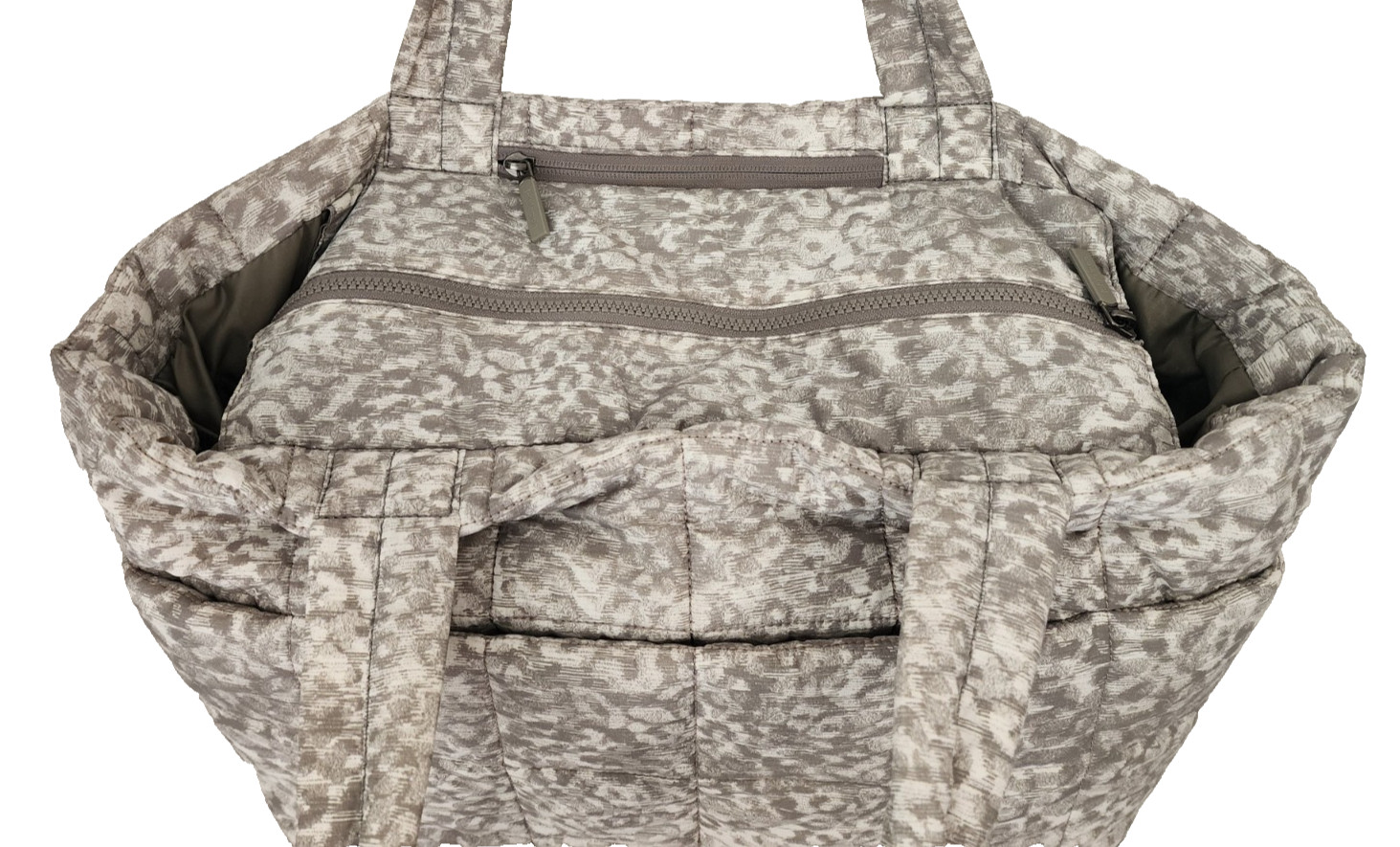 Lululemon Quilted Grid Tote Bag 26L Lined Leopard White Opal Carbon Dust (Large)