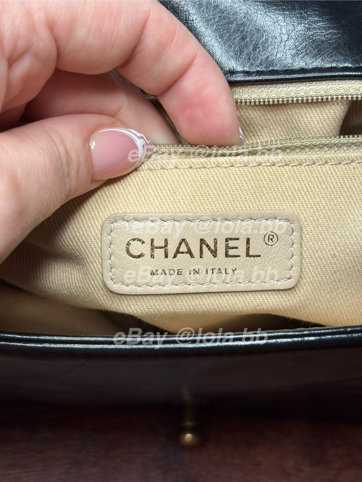 CHANEL Black Quilted Crinkle Leather Boy Bag With Antique Gold Hardware Large