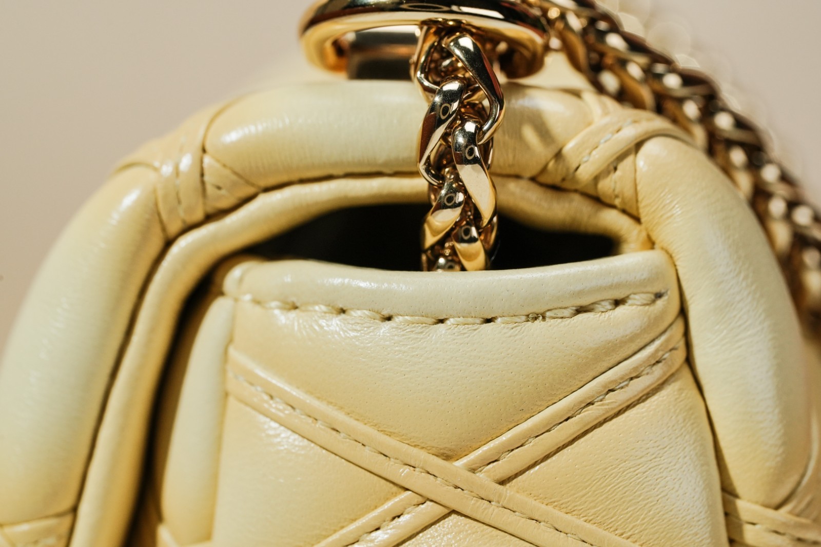Louis Vuitton Pico GO-14 Chain Shoulder Bag Yellow Women Fashion