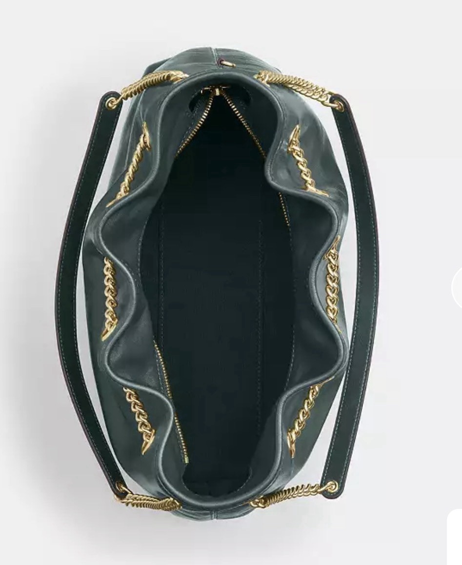 NWT COACH Evelyn Shoulder Bag CCZ79 Gold/Dark Teal Shiny Smooth Leather RARE