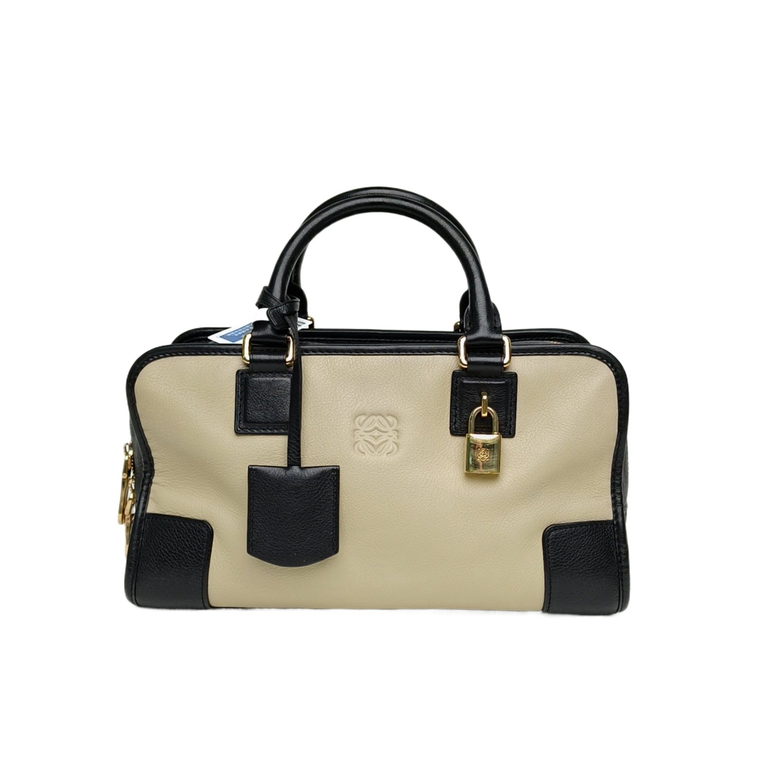 LOEWE Amazona 29 Bag Black White Calfskin Handbag