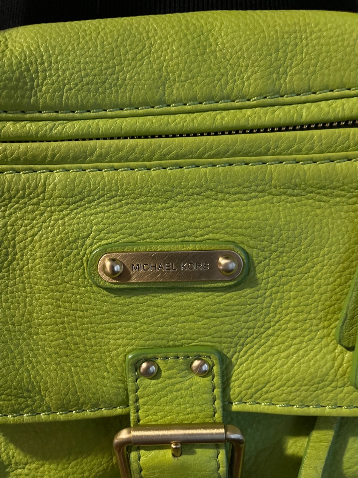 Michael Kors Green Leather Crossbody Shoulder Bag Purse Adjustable Strap