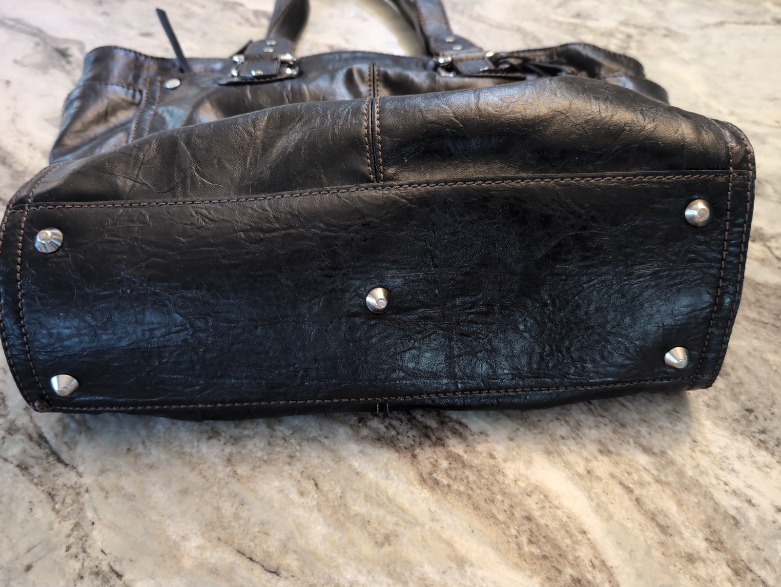 Vintage Large a.n.a. Faux Leather 2-Handle Shoulder Bag/Purse – 13-1/2″ x 13″