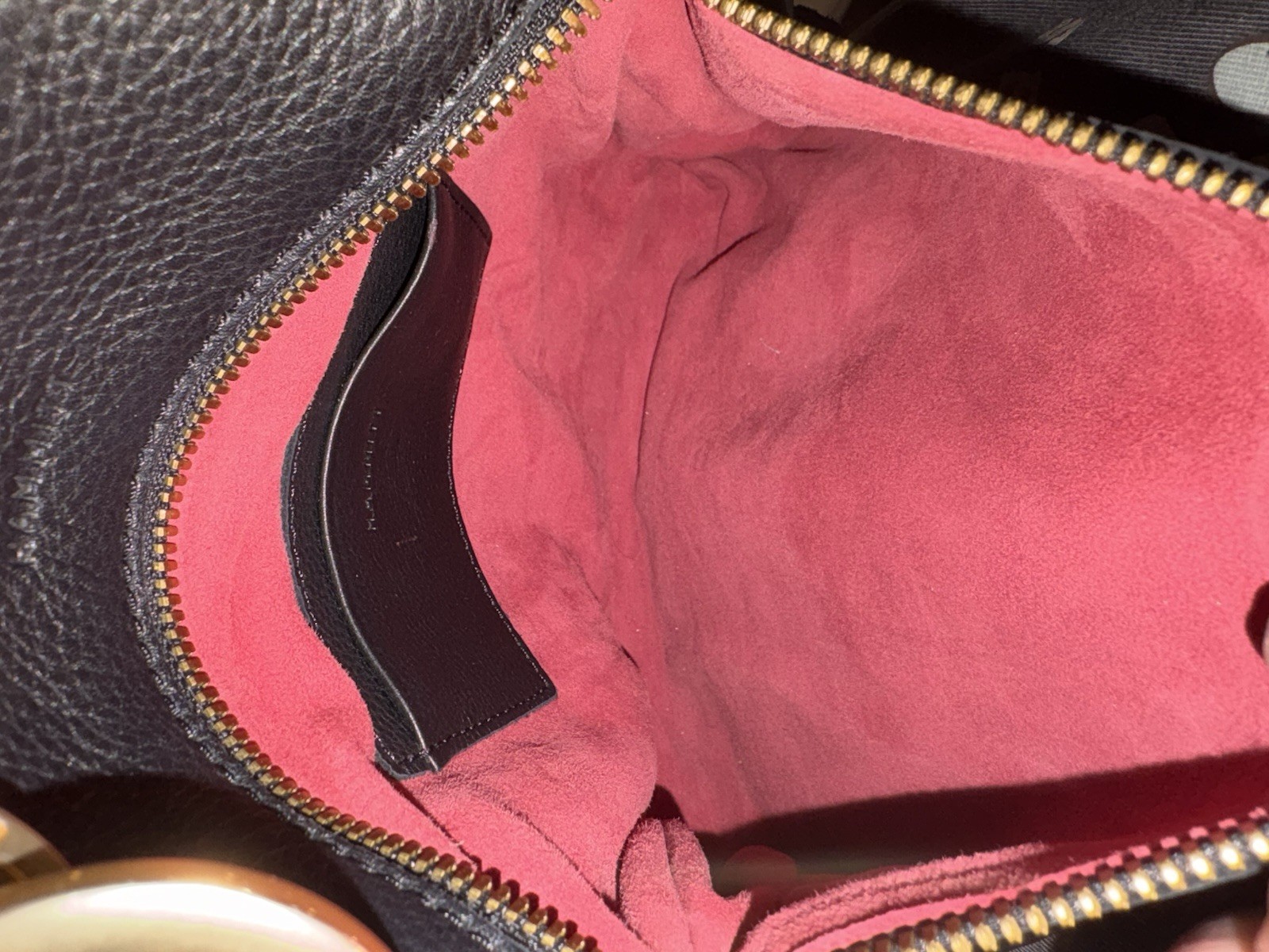 Hammitt Tony Med Black Brushed Gold Red Zip Leather Crossbody Bag $425 Retail
