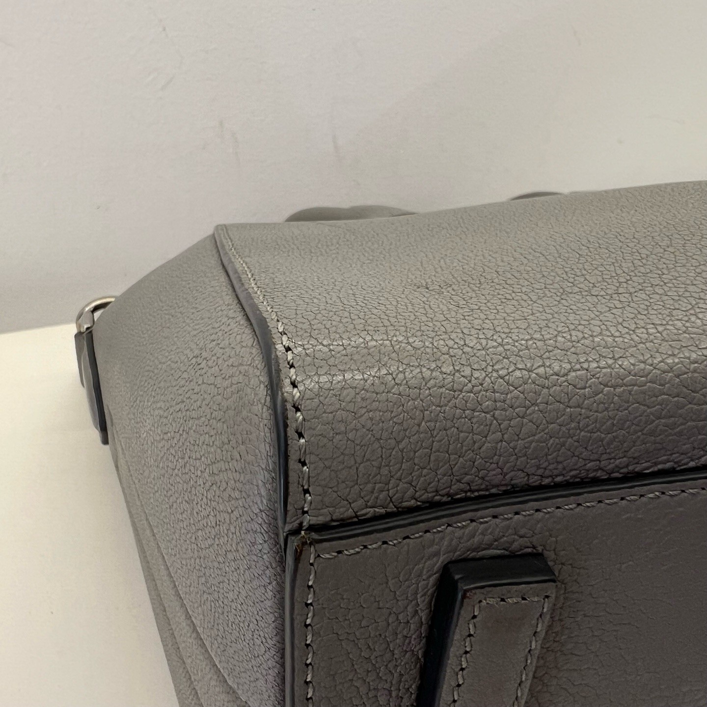 Givenchy Antigona Small Grey Pebbled Leather Satchel Top Handle Shoulder Bag