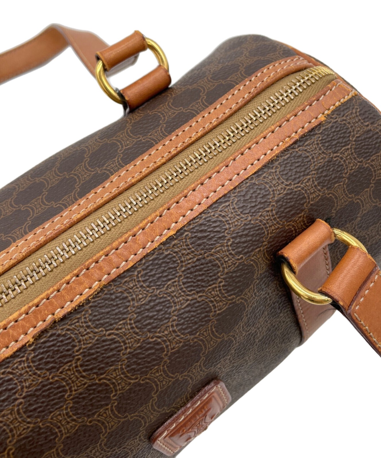 Celine Monogram Leather Handbag Shoulder Bag Gold Hardware Italy Mini bostonBag