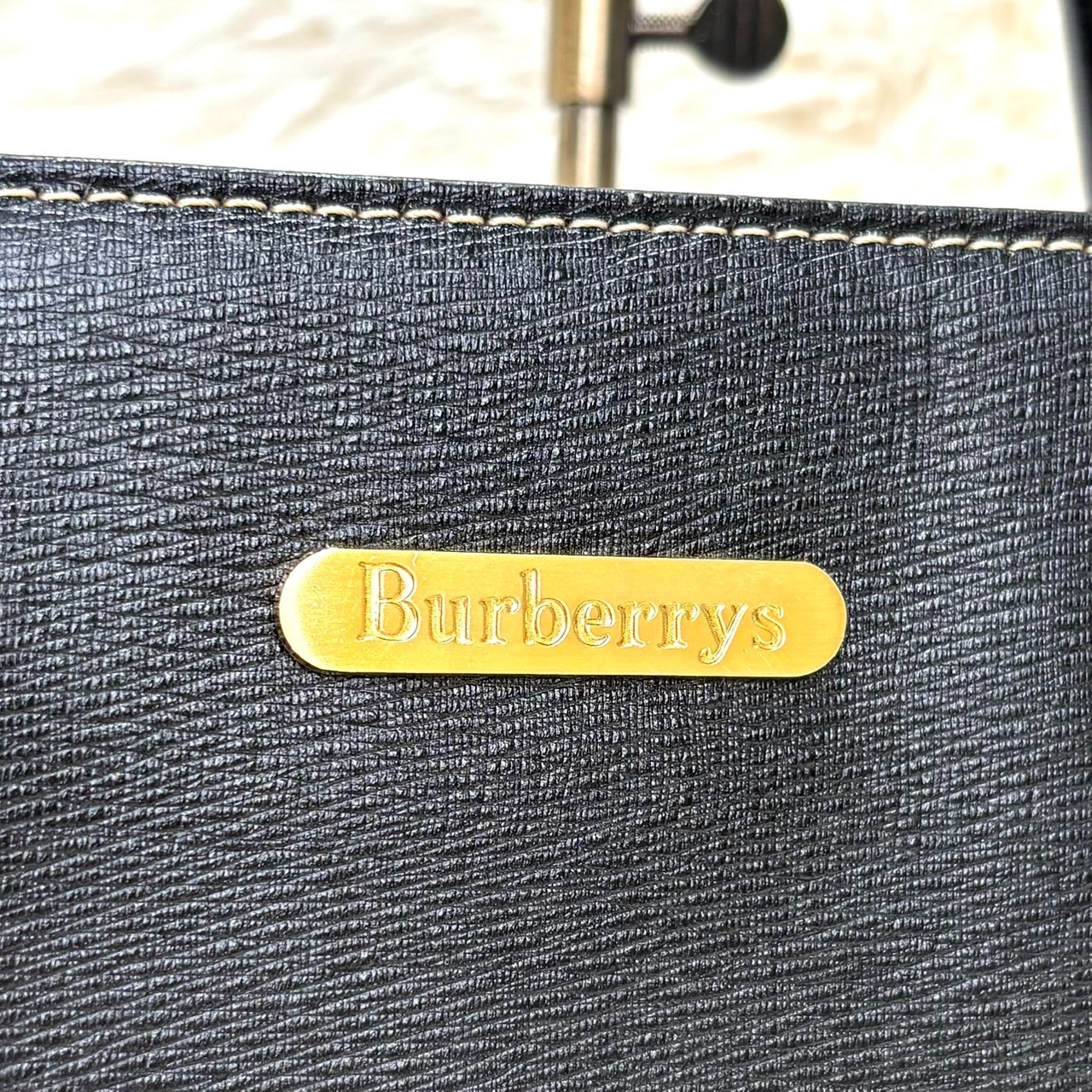 Burberry handbag tote bag nova check leather black logo hardware