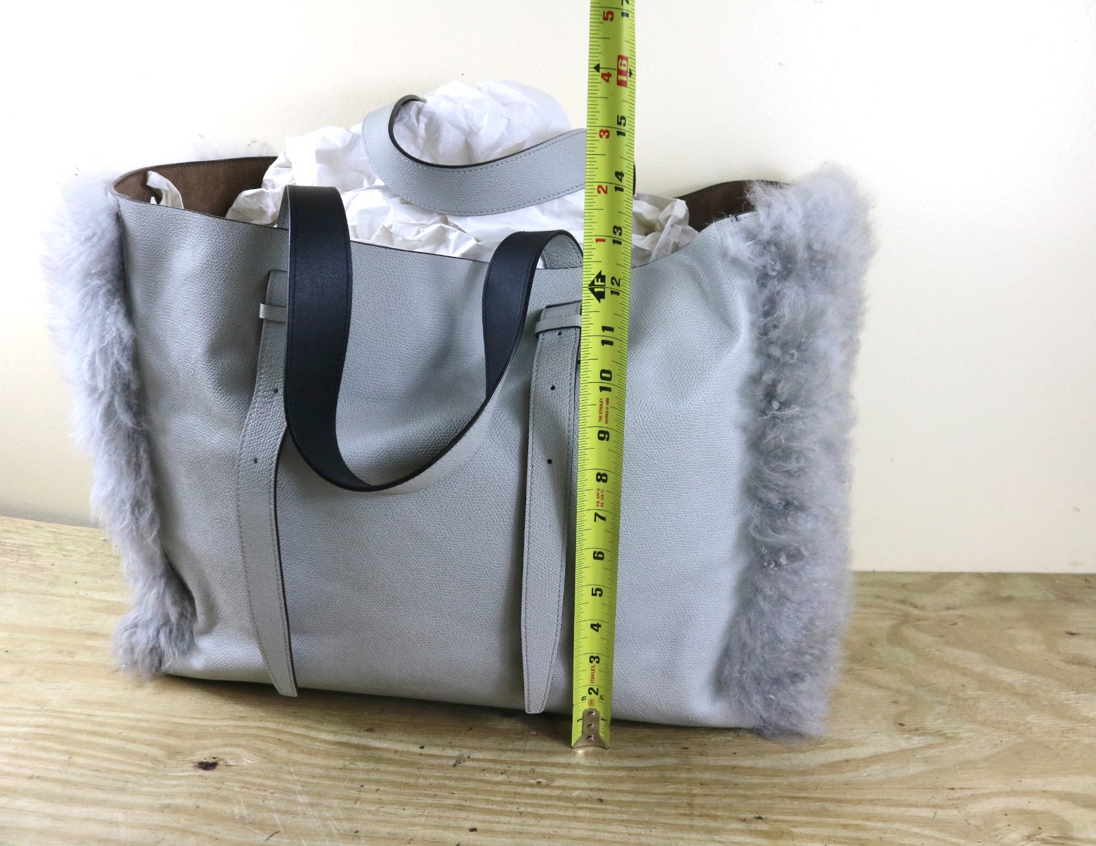 Valextra Tote Large Gray Leather Baby Cashmere Holiday Charm Handmade Italy