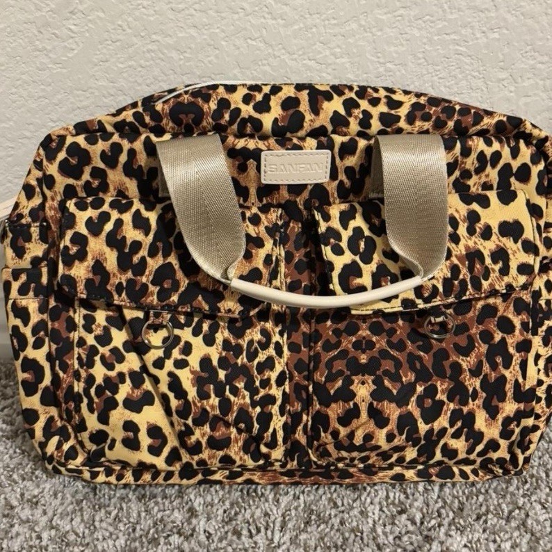 NEW! SANFAN Water Repellent Leopard Print Laptop Briefcase Messenger Bag!