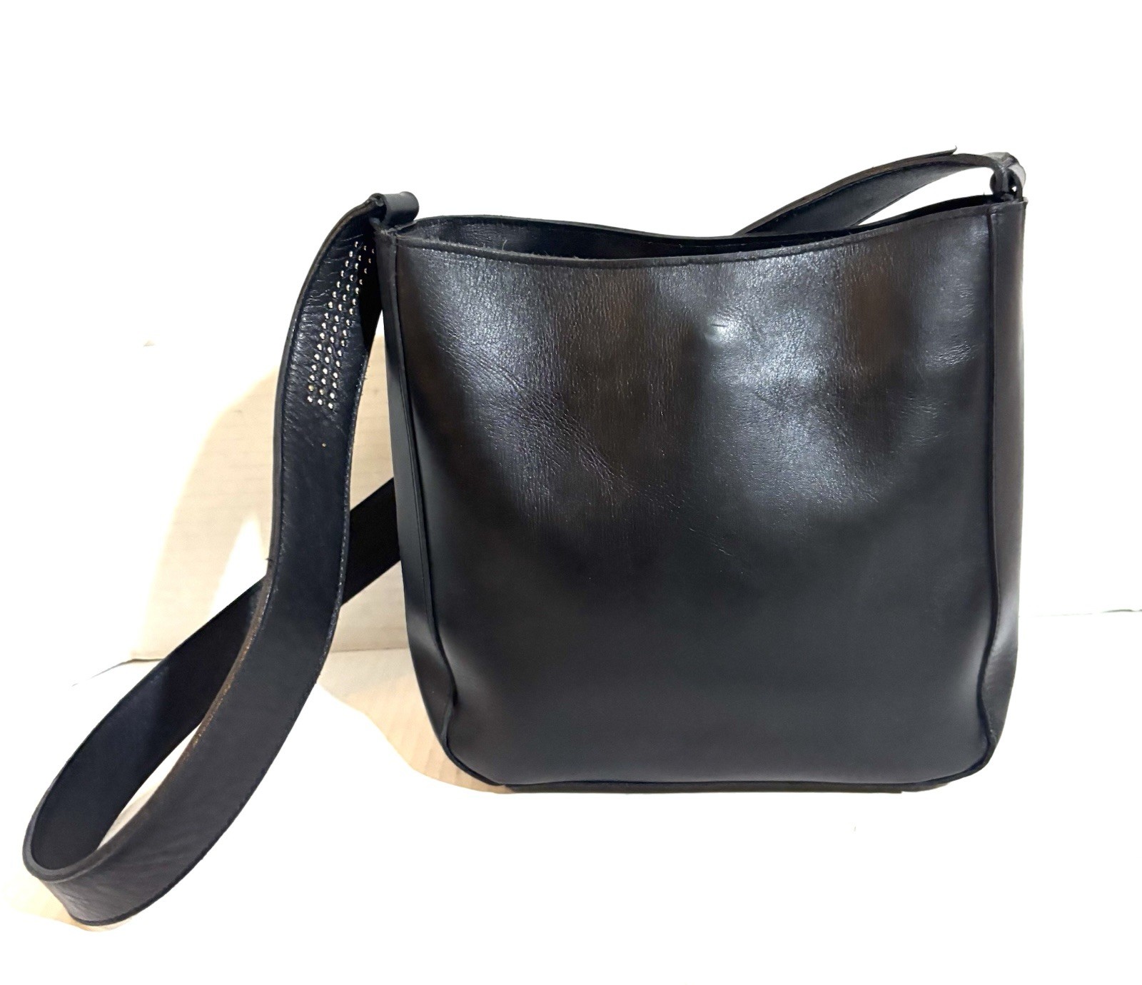 Charles Jourdan Paris Black Leather Shoulder Bag Handbag Purse