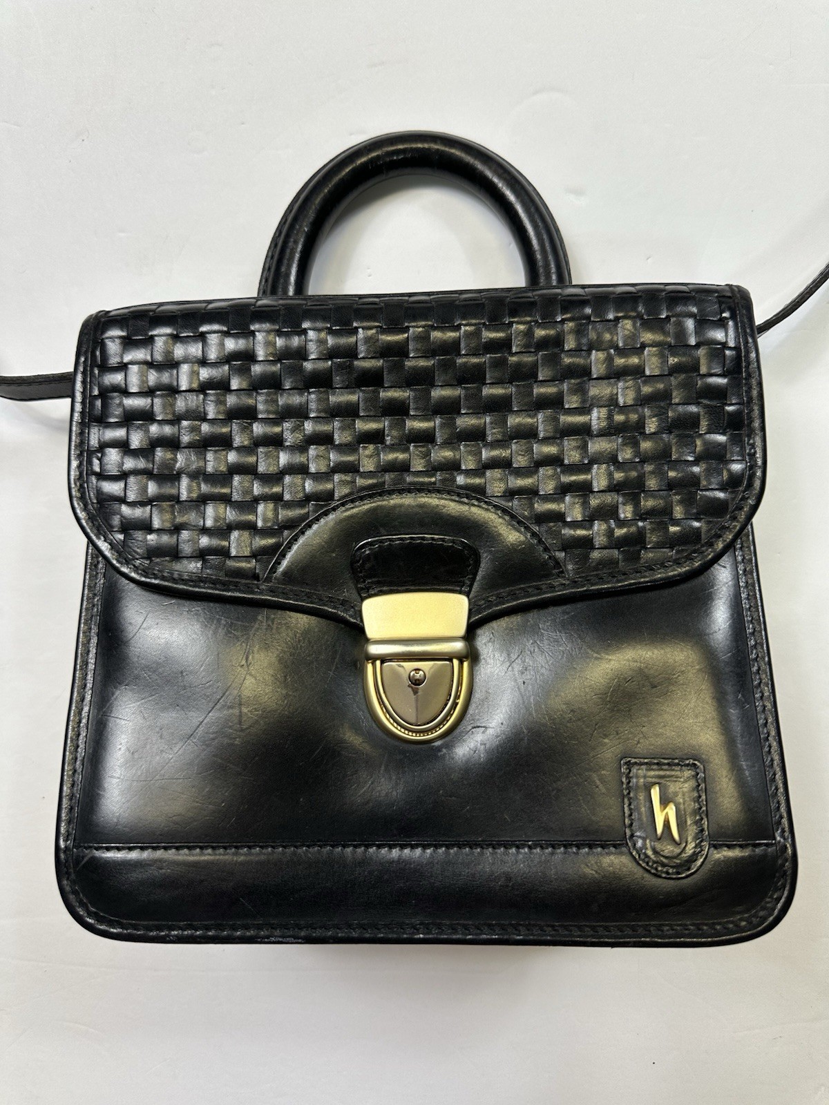 Hartmann by Lombardo Small Messenger Bag Purse Crossbody Black Weave