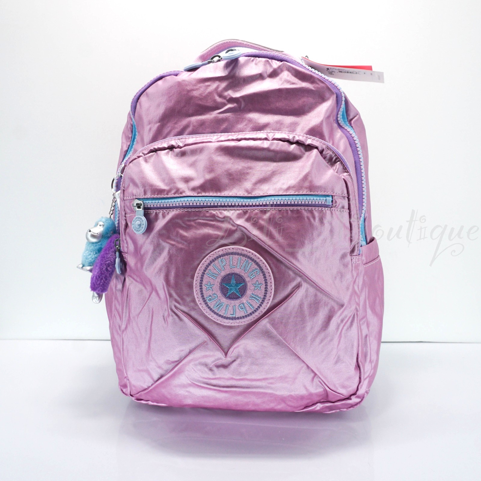 Kipling Seoul Laptop Travel Backpack Polyamide KI1871 Rainbow Pop Pink Metallic