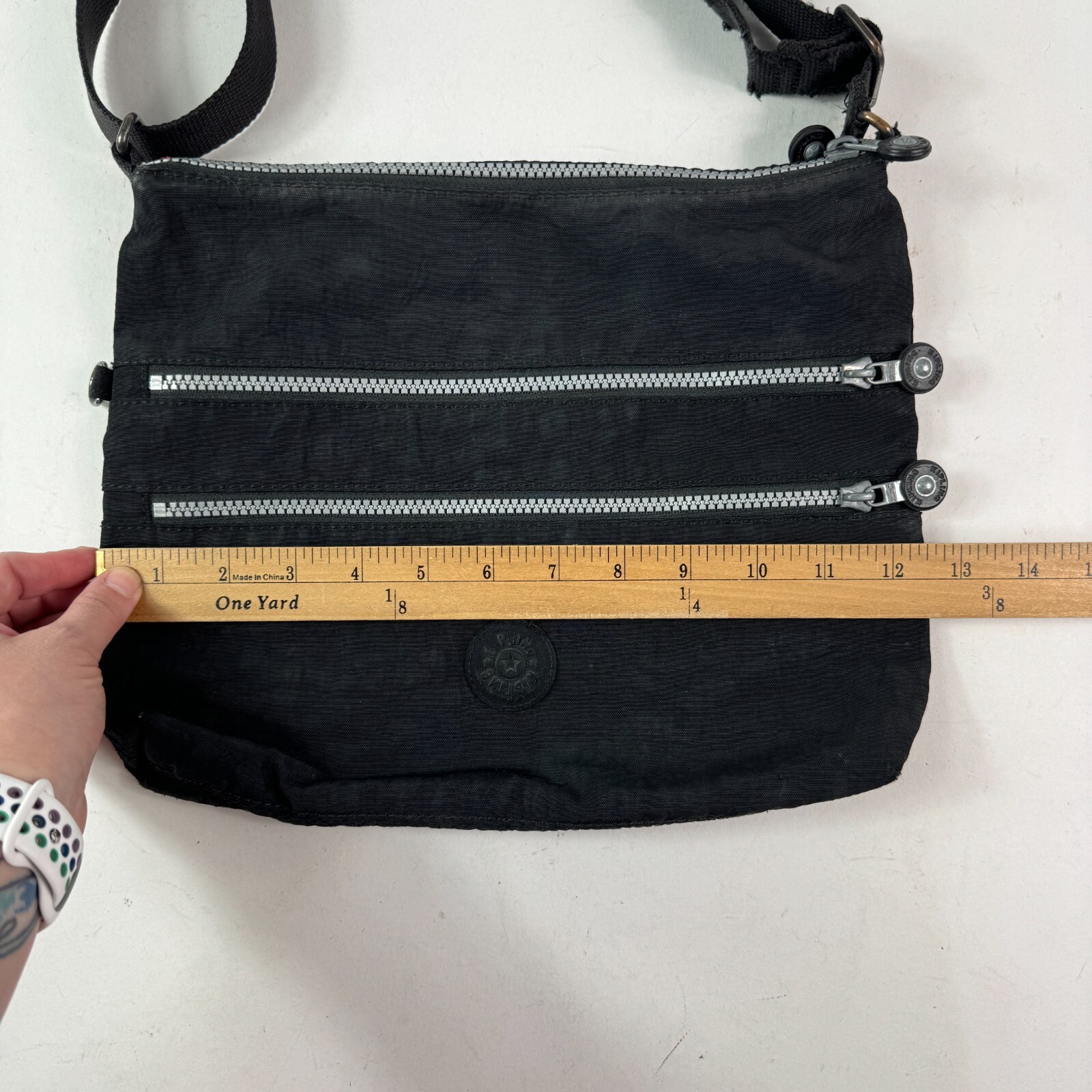 Kipling Crossbody Purse Bag Tote Black 12.5in X 10.5in Zipper Compartments
