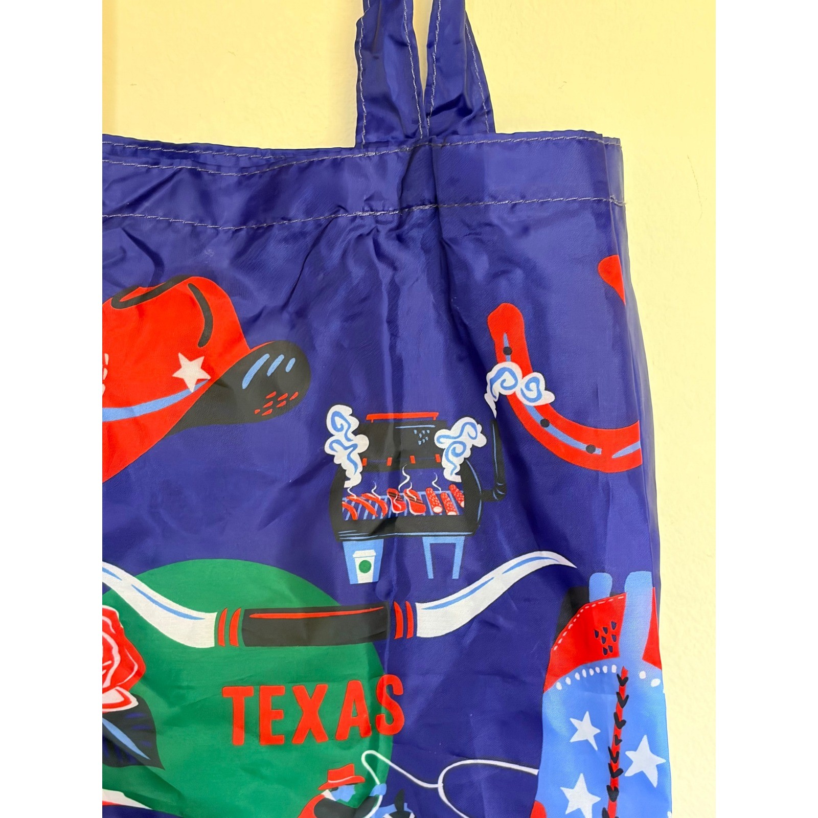 Starbucks Discovery Series TEXAS Blue Reusable Nylon Tote Bag Cowboy Graphics