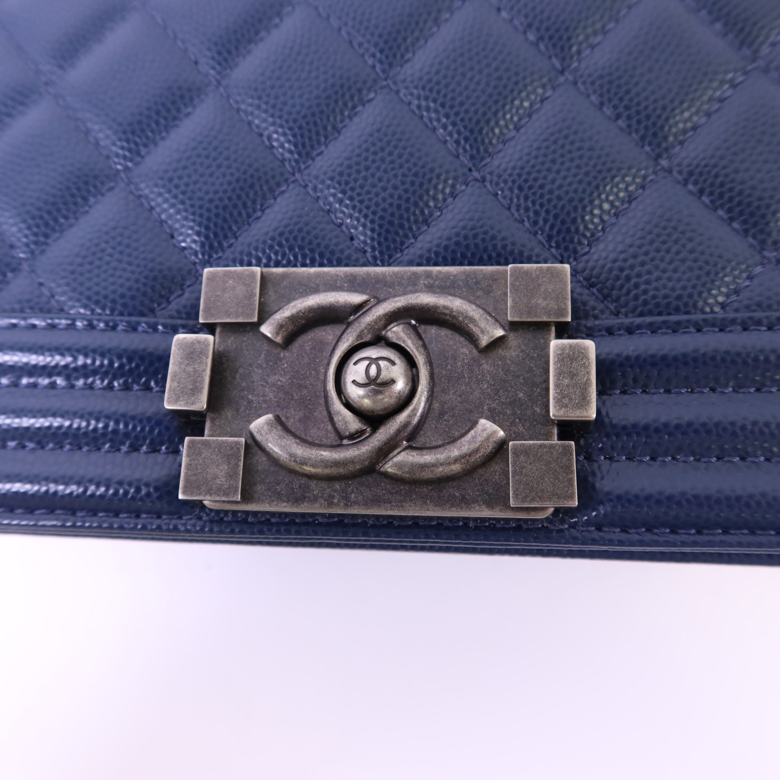 CHANEL CC Chanel Boy Small Crossbody Shoulder Bag A67085 Calfskin Leather Navy
