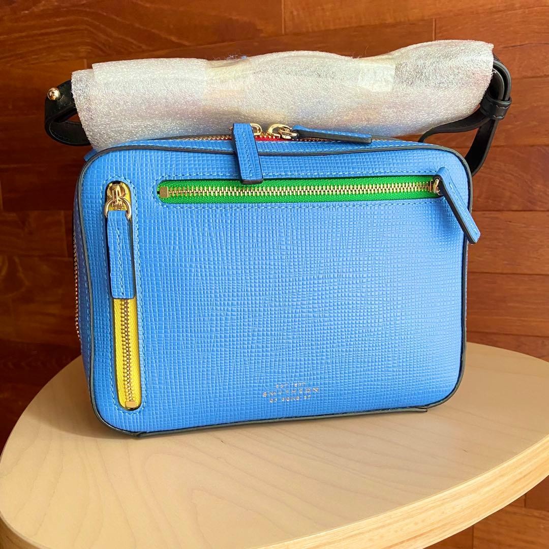 SMYTHSON Panama Sliding Strap Crossbody/Shoulder Bag Nile Blue ship From JAPAN