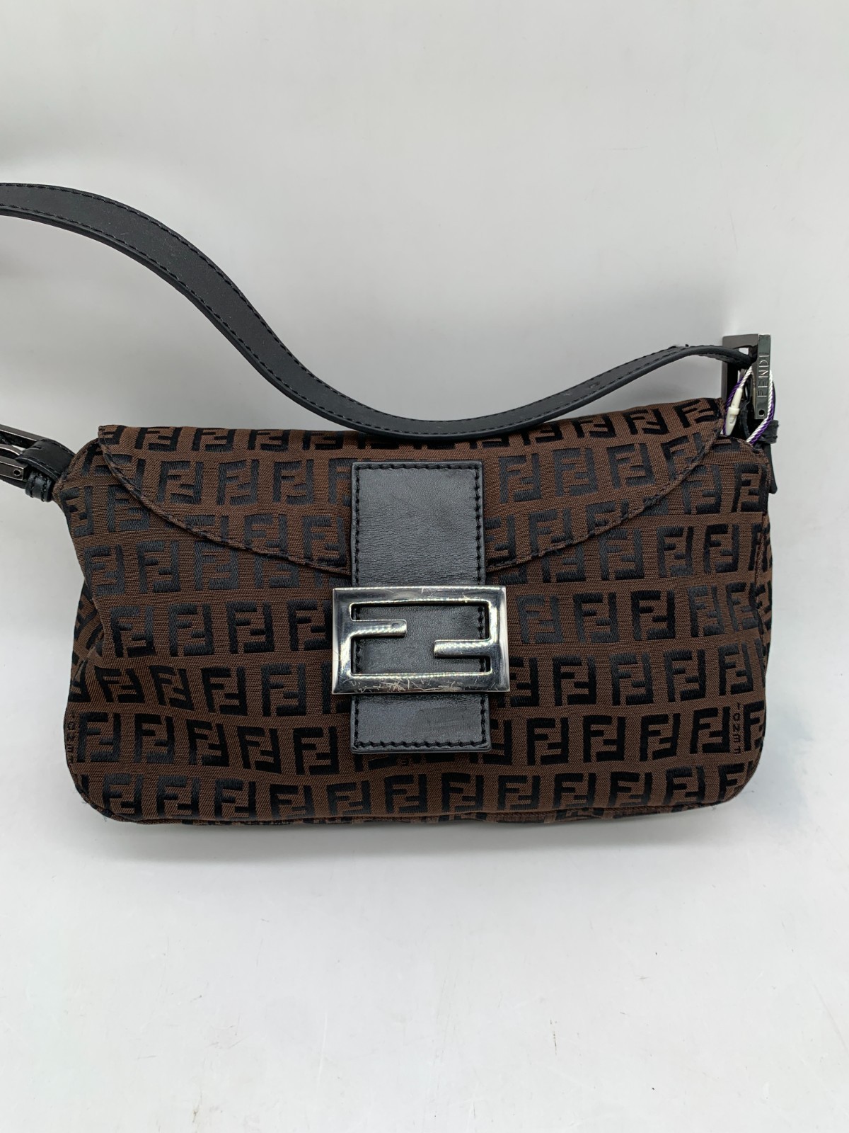 Fendi Vintage FF Zucca Canvas Mini Baguette Shoulder Bag/WJ05231518/