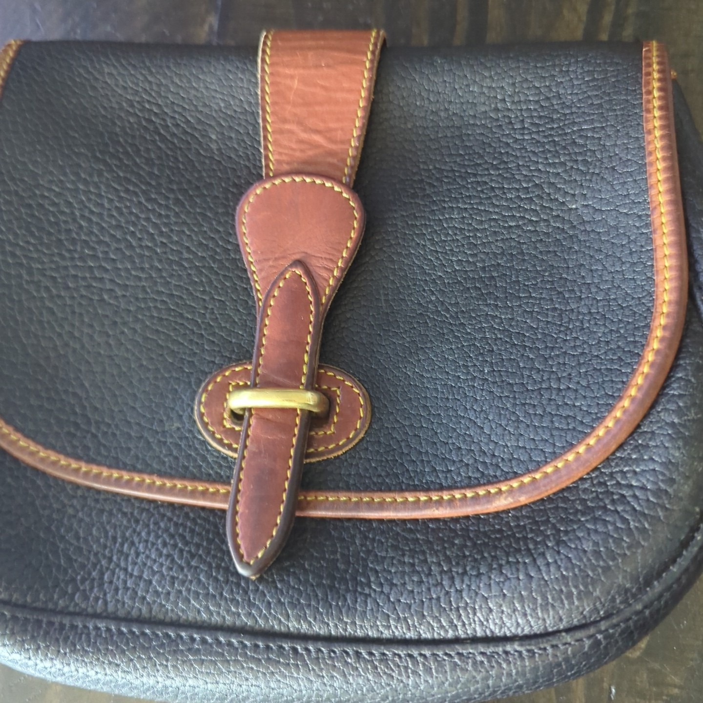 Dooney & Bourke Peeled Black Leather Tack Bag Crossbody Purse Vintage