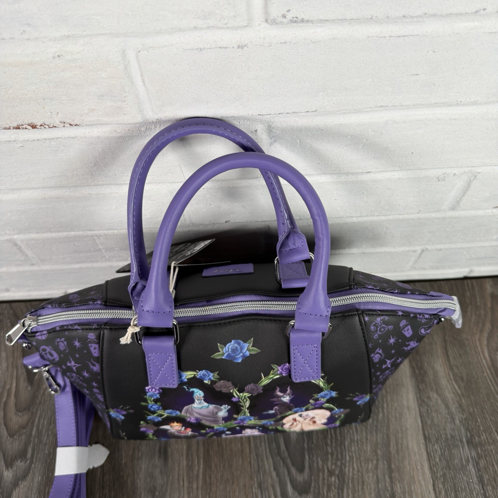Loungefly Disney Villains Floral Icons Satchel Bag Crossbody Purse New NWT