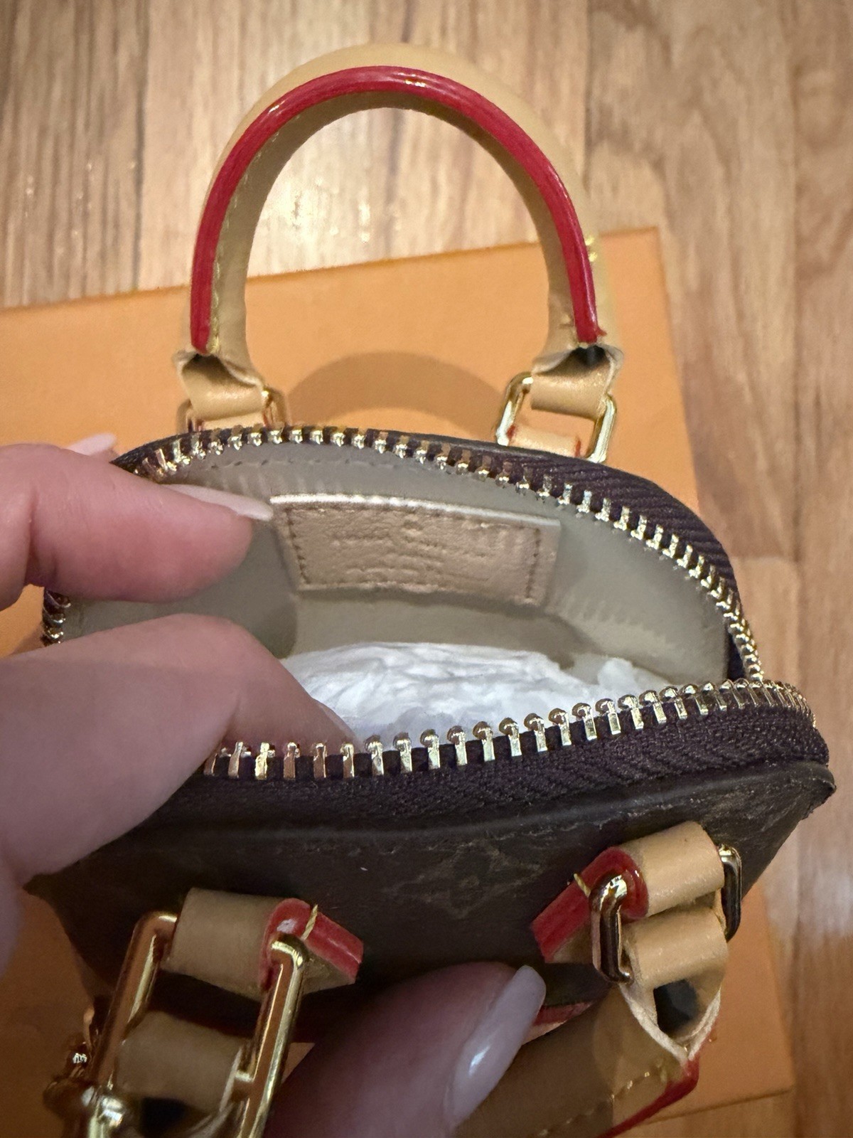 Louis Vuitton Mini Alma Monogram Top Handle Satchel Zip Inner Pockets Dust Bag
