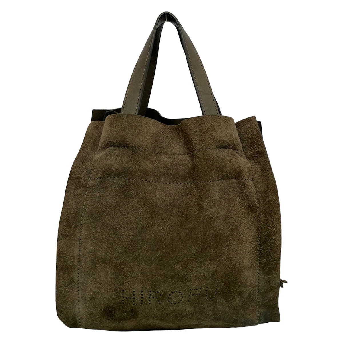 HIROFU Gray Beige Suede Tote Bag