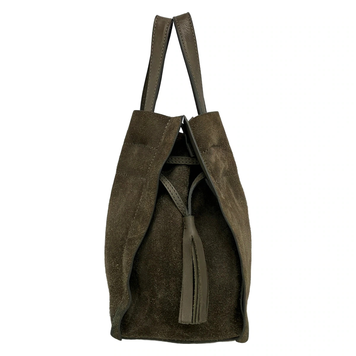 HIROFU Gray Beige Suede Tote Bag