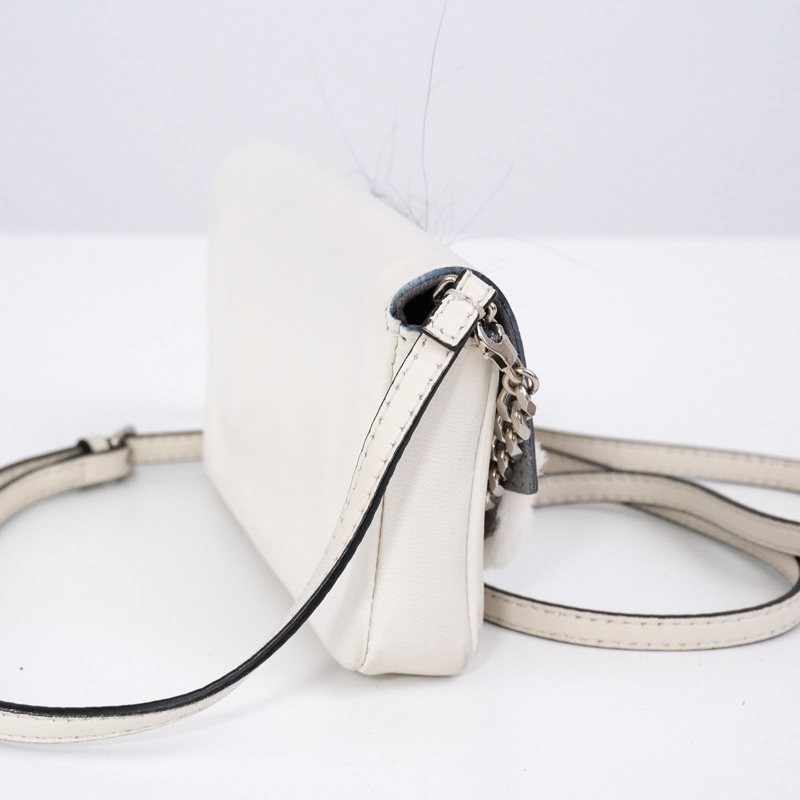 FENDI Bag Bugs Monster Micro Baguette 8M0354 Shoulder Bag White Auth #57713A