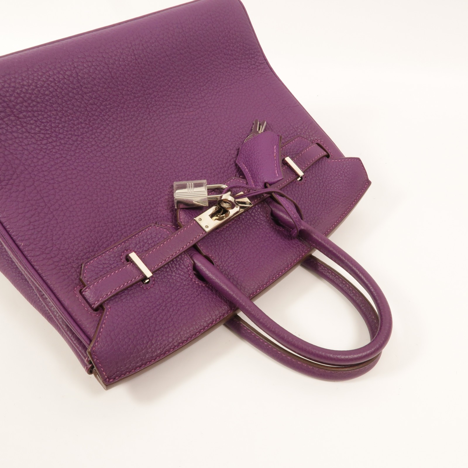 HERMES PHW Birkin 25 Handbag Togo Leather Anemone