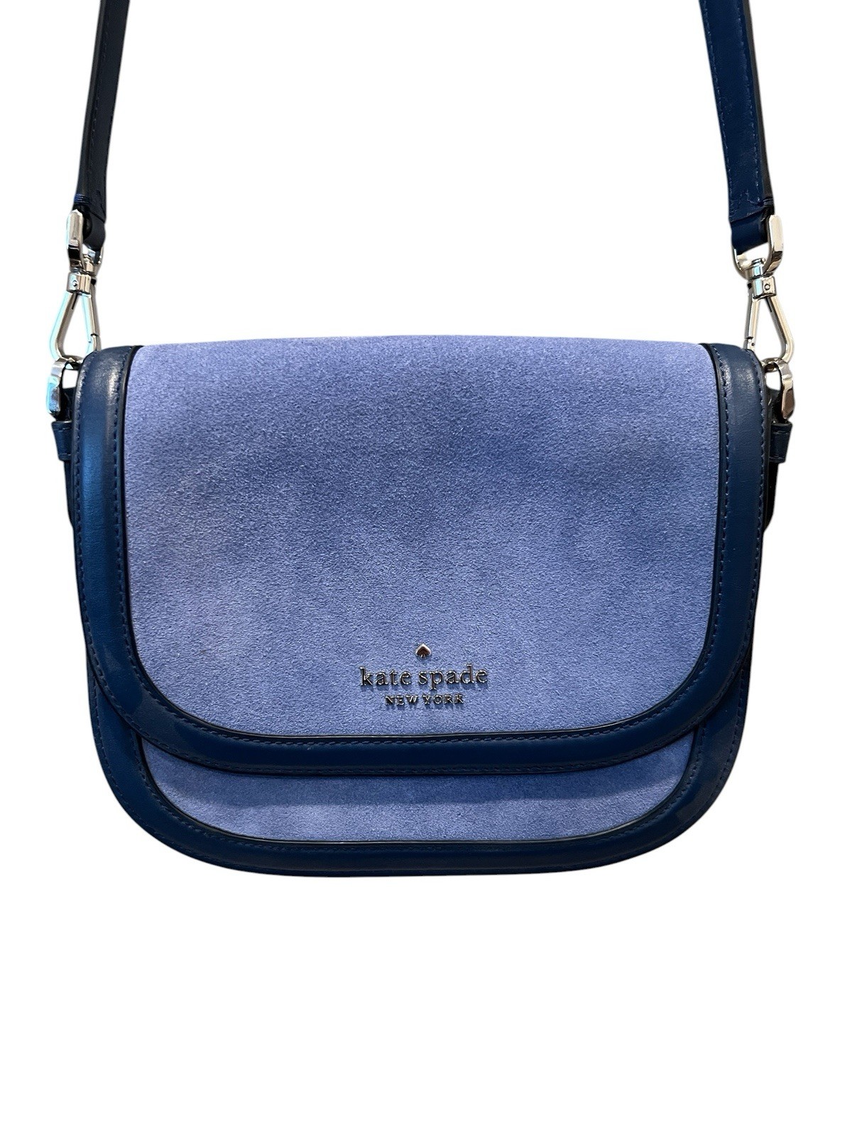 Kate Spade New York Blake Saddle Crossbody Bag Suede & Leather Blue